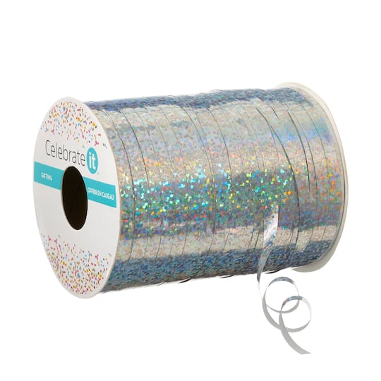 3/16&#x22; Holographic Silver Curling Ribbon by Celebrate It&#x2122;